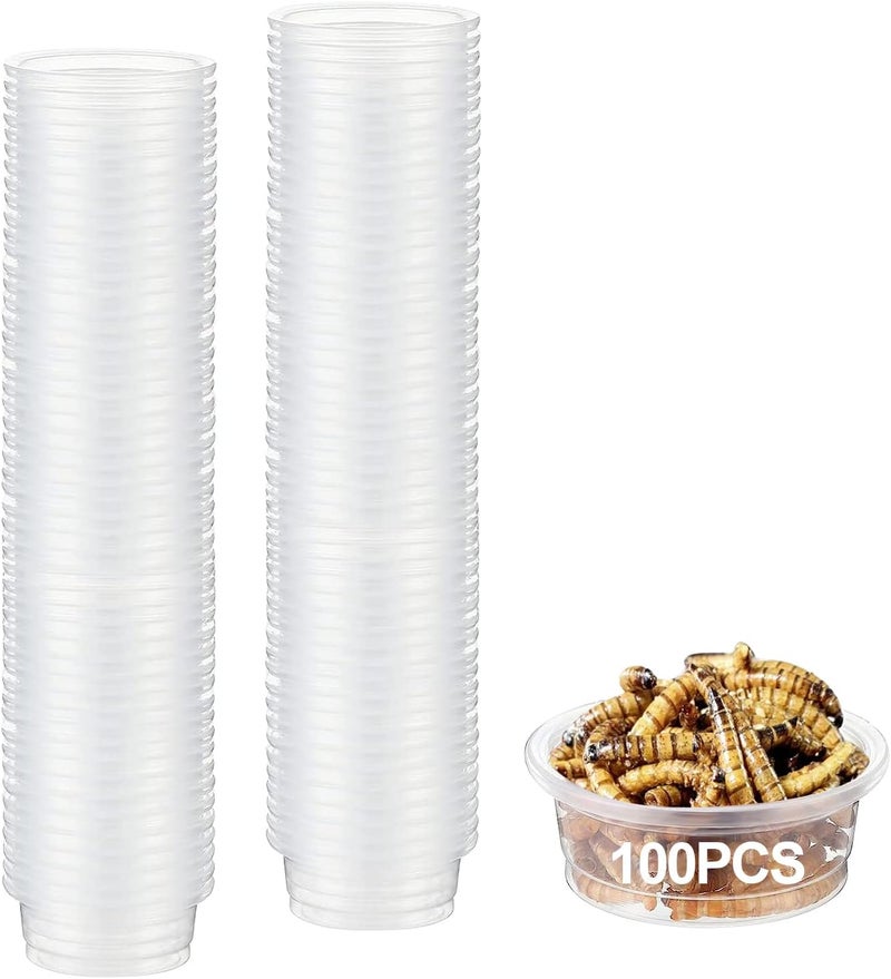 YOJOR 0.5oz Crested Gecko Food and Water Feeding Cups, Reptile Feeder Bowls, Plastic Replacement Food Dish for Lizard and Other Small Pet Ledge Accessories (100 pcs) - Image 1